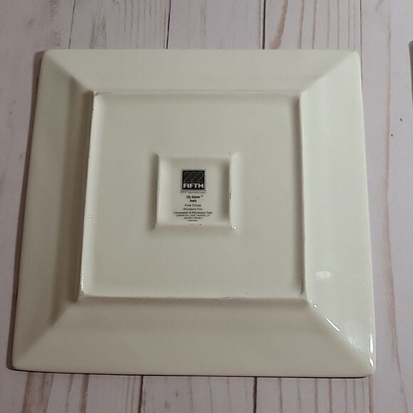 222 Fifth CITY SCENES Sepia Appetizer/dessert PARIS Eiffel Tower Plates Lot 4 - Picture 7 of 7